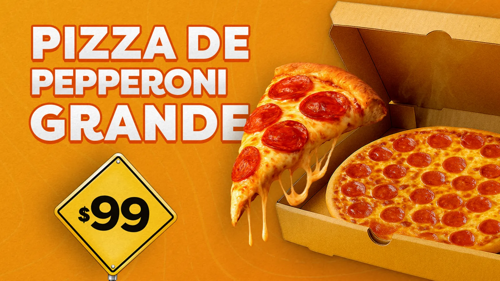 Pizza de pepperoni grande a $99